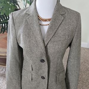 J. Crew Chic and Timeless 100% Wool Brown Tweed Blazer